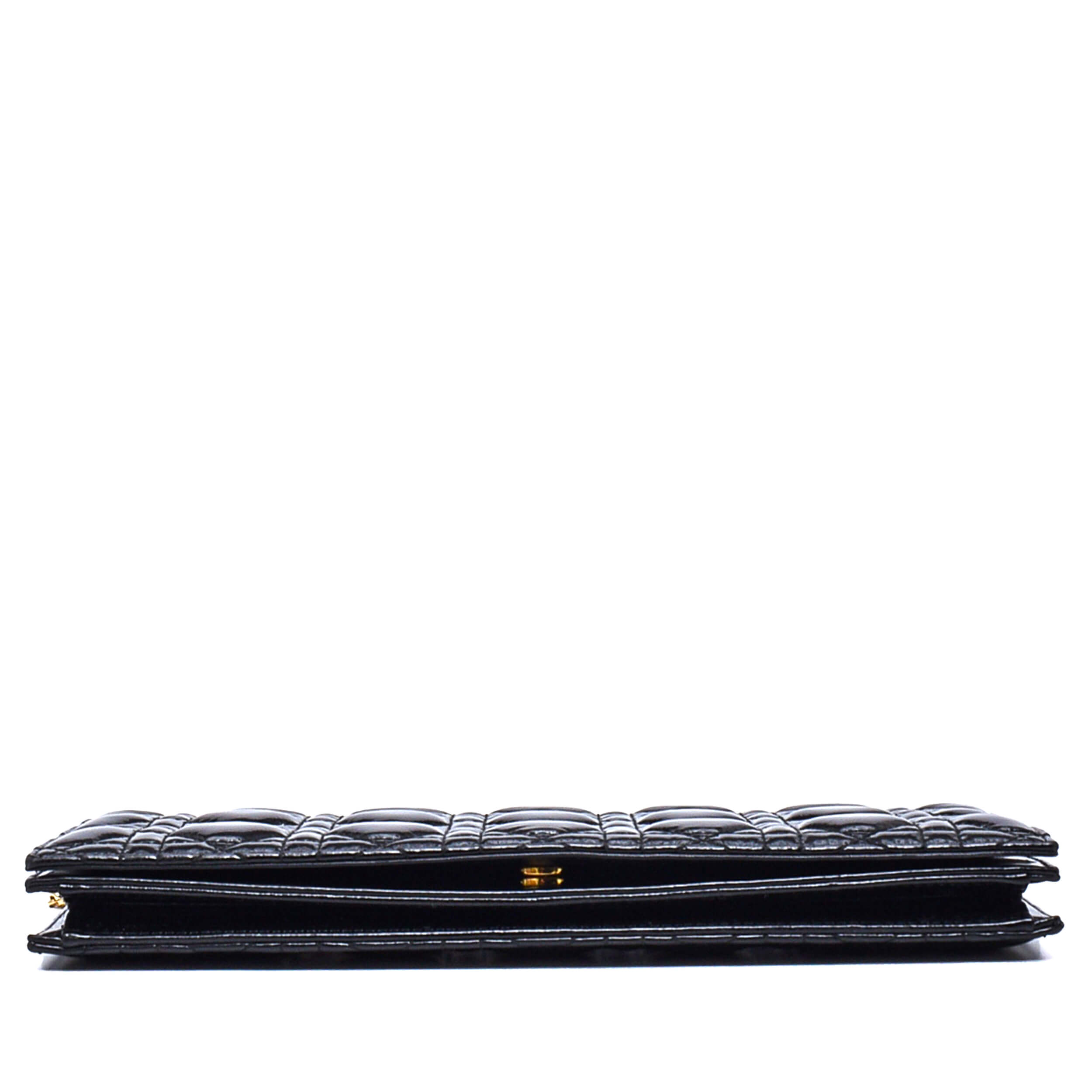 Christian Dior - Black Cannage Patent Leather Long Clutch With Chain Strap 